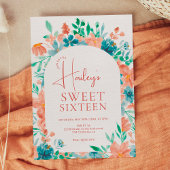 Boho herfst herfst bloemige waterverf Sweet 16 Kaart