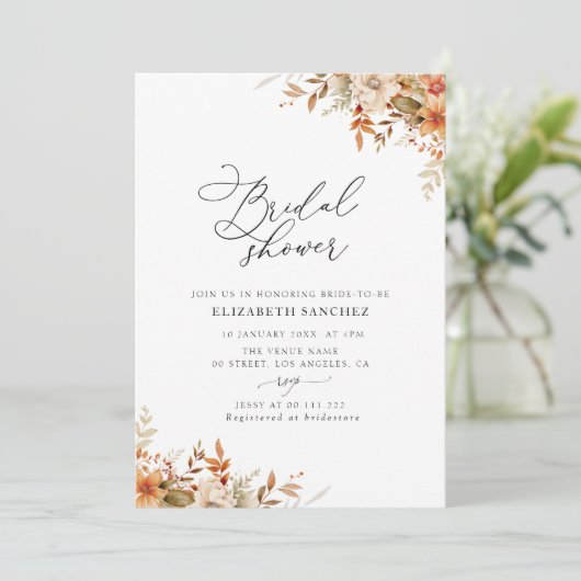 Boho Herfst herfst Florals vrijgezellenfeest Kaart (Staand voorkant)