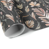 Boho herfst Herfst gebladerte roest groen op zwart Cadeaupapier (Rol Hoek)