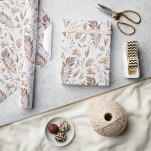 Boho herfst Herfst gebladerte Rust Groen Cadeaupapier