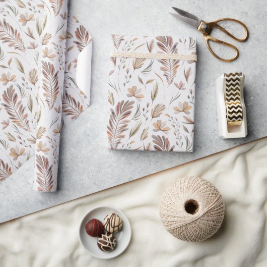 Boho herfst Herfst gebladerte Rust Groen Cadeaupapier (Crafts)