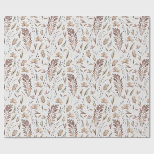 Boho herfst Herfst gebladerte Rust Groen Cadeaupapier (Vlak)