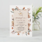 Boho Herfst Herfst Little Pumpkin Baby shower Kaart (Staand voorkant)