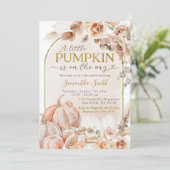 Boho herfst Herfst wilde pompoen bloemig Baby show Kaart (Staand voorkant)