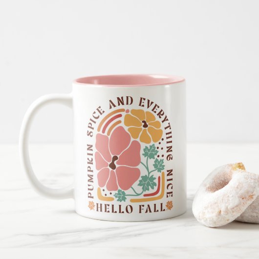 Boho Herfst herfstquote Tweekleurige Koffiemok (Met donut)