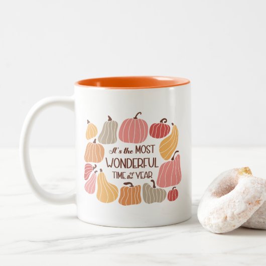 Boho Herfst herfstquote Tweekleurige Koffiemok (Met donut)