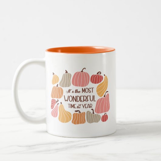 Boho Herfst herfstquote Tweekleurige Koffiemok (Links)