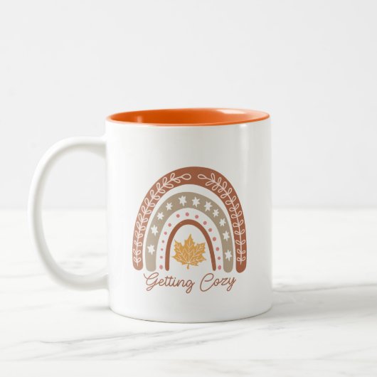 Boho Herfst herfstquote Tweekleurige Koffiemok (Links)