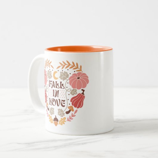 Boho Herfst herfstquote Tweekleurige Koffiemok (Voorkant links)