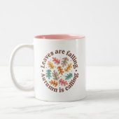 Boho Herfst herfstquote Tweekleurige Koffiemok (Links)