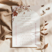 Boho herfst Hij zei dat ze vrijgezellenfeest spel