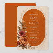 Boho-herfst-huwelijksuitnodiging template kaart (Voorkant / Achterkant)