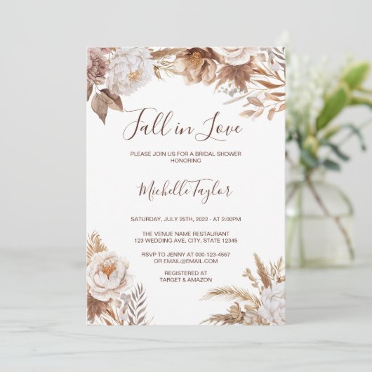 Boho Herfst in Liefde Beige Neutraal Vrijgezellenf Kaart (Staand voorkant)