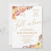 Boho Herfst in Liefde Bloemen en Goud Vrijgezellen Kaart (Voorkant)