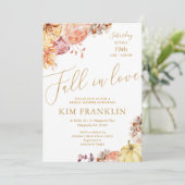 Boho Herfst in Liefde Bloemen en Goud Vrijgezellen Kaart (Staand voorkant)