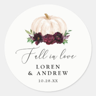 Boho Herfst In Liefde Bloemen Pompoen Bruiloft Ronde Sticker