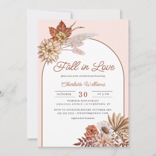 Boho Herfst in Liefde Bloemen Vrijgezellenfeest Kaart (Voorkant)