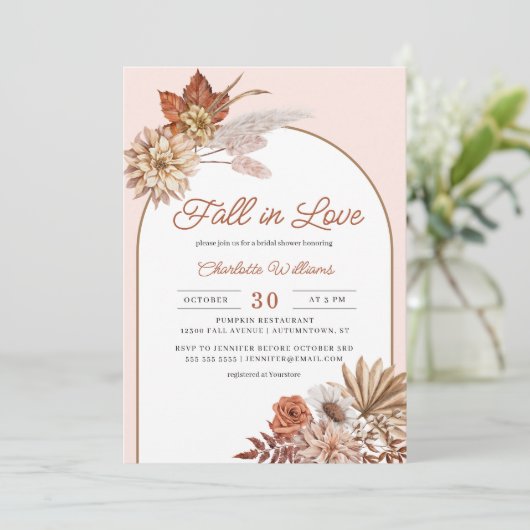 Boho Herfst in Liefde Bloemen Vrijgezellenfeest Kaart (Staand voorkant)