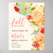 Boho Herfst in liefde bloemenwelkom vrijgezellenfe Poster (Voorkant)