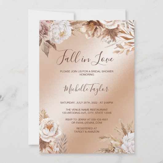 Boho Herfst in Liefde Koper Neutraal Vrijgezellenf Kaart (Voorkant)