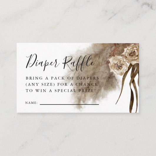 Boho Herfst In Liefde Pampas Grass Luier Raffle Informatiekaartje (Voorkant)