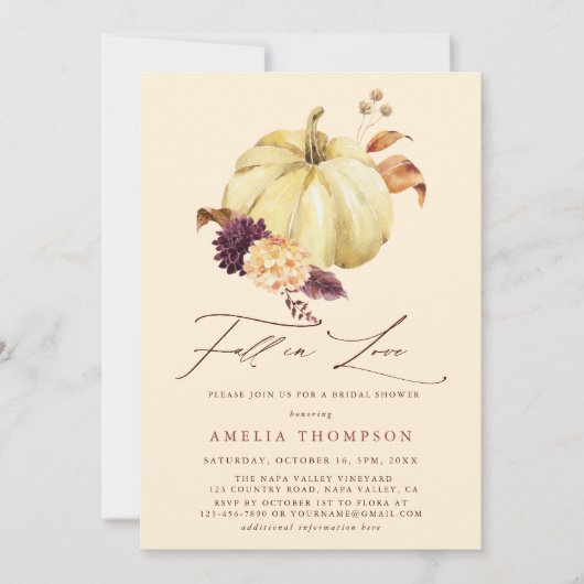 Boho Herfst in Liefde Pompoen Bruids Douche Uitnod Kaart (Voorkant)