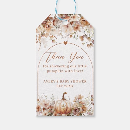 Boho Herfst in liefde Wildflower Baby shower Cadeaulabel (Voorkant)
