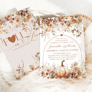 Boho Herfst in liefde Wildflower Baby shower Kaart