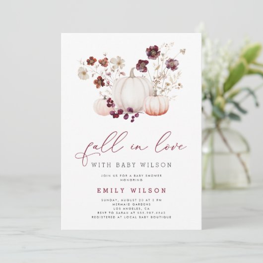 Boho Herfst in Liefde Wildflower Pompoen Baby show Kaart (Staand voorkant)