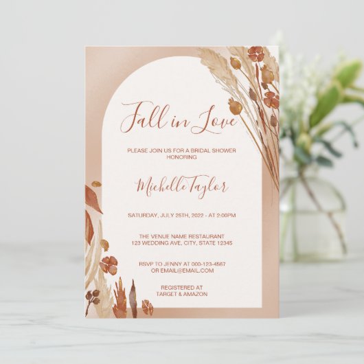 Boho Herfst in Love Arch Terracota Vrijgezellenfee Kaart (Staand voorkant)