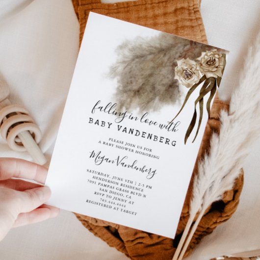 Boho Herfst in Love Pampas Grass Baby shower Kaart
