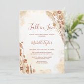 Boho Herfst in Love Sephia Bridal Shower Invitatio Kaart (Staand voorkant)