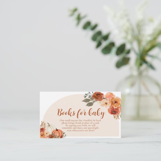 Boho Herfst Kleine Pompoen Boeken voor Baby shower Informatiekaartje (Staand voorkant)