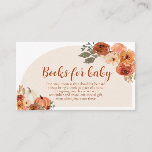 Boho Herfst Kleine Pompoen Boeken voor Baby shower Informatiekaartje (Voorkant)