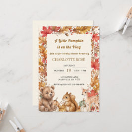 Boho Herfst Kleine Pompoen Bos Baby Shower  Kaart