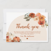 Boho Herfst Kleine Pompoen Herfst Bloemen Baby sho Bedankkaart (Voorkant)