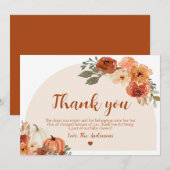 Boho Herfst Kleine Pompoen Herfst Bloemen Baby sho Bedankkaart (Voorkant / Achterkant)