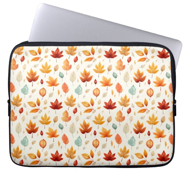 Boho Herfst Leave Pattern Autumn's Beauty met stij Laptop Sleeve (Voorkant)