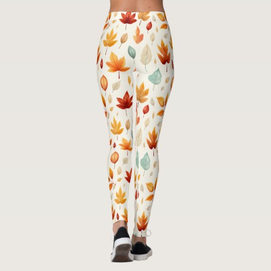 Boho Herfst Leave Pattern Autumn's Beauty met stij Leggings (Achterkant)