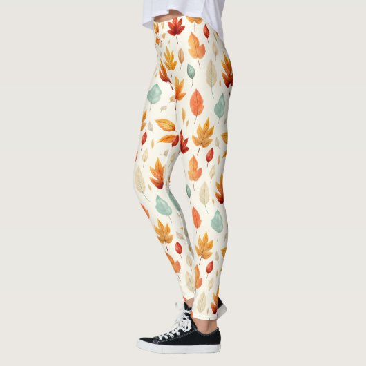 Boho Herfst Leave Pattern Autumn's Beauty met stij Leggings (Links)