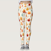 Boho Herfst Leave Pattern Autumn's Beauty met stij Leggings (Voorkant)