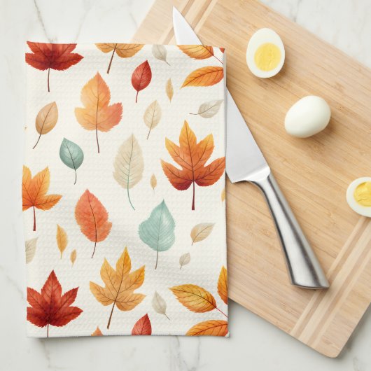 Boho Herfst Leave Pattern Autumn's Beauty met stij Theedoek (Quarter Fold)