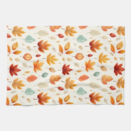 Boho Herfst Leave Pattern Autumn's Beauty met stij Theedoek (Horizontaal)