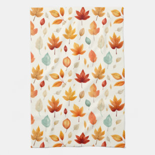 Boho Herfst Leave Pattern Autumn's Beauty met stij Theedoek