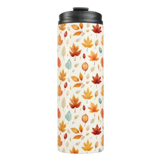 Boho Herfst Leave Pattern Autumn's Beauty met stij Thermosbeker (Voorkant)
