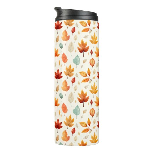 Boho Herfst Leave Pattern Autumn's Beauty met stij Thermosbeker (Geroteerd rechts)