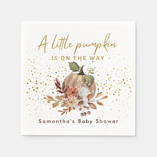 Boho Herfst lief klein pompoen Baby shower Servet (Voorkant)