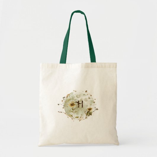 Boho Herfst Maan Wildflower | Monogram Tote Bag (Voorkant)