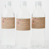 Boho Herfst Mauve roze gouden bladeren Waterfles Etiket