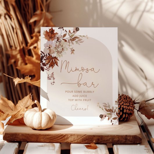 Boho herfst mimosa bar sign poster